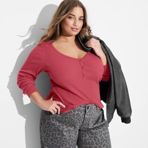 Women's Long Sleeve Henley T-Shirt - Wild Fable™ - 1 of 3