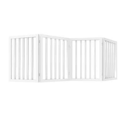 White Freestanding 4-Panel Plastic Pet Gate for Doorways and Stairs