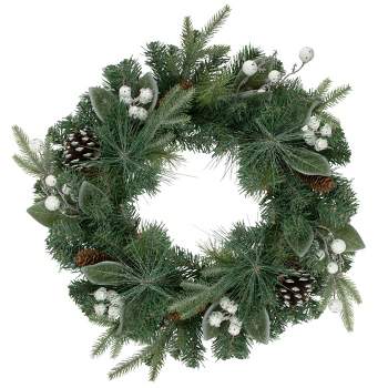 Northlight Real Touch™ Frosted Mixed Pine Artificial Christmas Wreath - 24" - Unlit