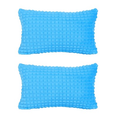 PiccoCasa Faux Fur Micro Plush Solid Plaid Sofa Throw Pillow Cover 2 Pcs 12" x 20"