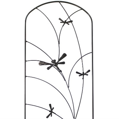 Black Steel Dragonfly Design Garden Trellis Set - 55.75" H - 2-Pack