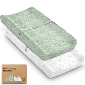 KeaBabies 2pk Soothe Changing Pad Covers for Girl, Boy, Organic Soft Cotton Contoured Diaper Changing Table Pad Covers - 1 of 4