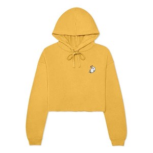 Dalix Heartly Ghost Embroidered Fleece Cropped Hoodie Cold Fall Winter Women - 1 of 4