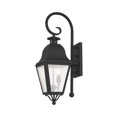 Elegant Bronze & Black Seeded Glass Outdoor Lantern
