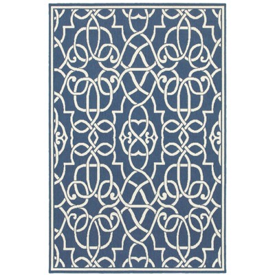 Oriental Weavers Meridian 2205B Navy/ Ivory Indoor/Outdoor Area Rug - 7'10" x 10'10"