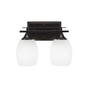 Toltec Lighting Uptowne 2 - Light Vanity in  Dark Granite with 5" White Linen  Shade - 1 of 1