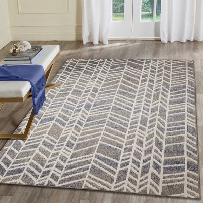 Cove Ivory and Grey Square Synthetic Indoor/Outdoor Rug