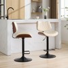 Lyngins 360° Swivel Counter Height Bar Stool – Walnut Bentwood Counter Stools with Faux Leather Back/Seat, Adjustable Bar Stools, Metal Tapered Legs - 3 of 4
