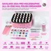 SAVILAND Nail Polish Organizer Bag: PU Leather Nail Polish Storage Organizer  (A-Pink) (A-Pink) - 3 of 4