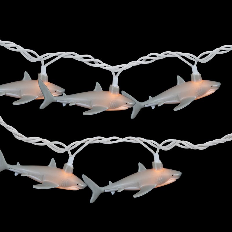 Northlight Shark Patio Light Set - Gray and White - 6' White Wire - 10ct, 3 of 6