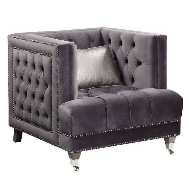 38&#34; Hegio Chair Gray Velvet - Acme Furniture, 4 of 13