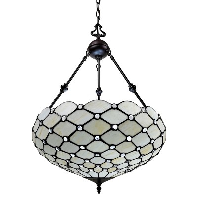 Amora Lighting Tiffany Style 3 Lights White Ceiling Hanging Pendant Lamp 18" Wide