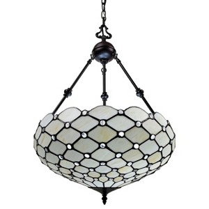 Amora Lighting Tiffany Style 3 Lights White Ceiling Hanging Pendant Lamp 18" Wide - 1 of 4