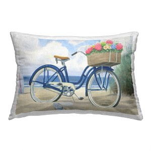 Stupell Industries Floral Bike on Beach Outdoor Decorative Throw Pillow, 14 x 20 - 1 of 3