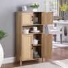 GDFStudio Malphite Mid-Century Modern 23.6'' Storage Cabinet with Woven Rattan Doors and Adjustable Shelves - 2 of 4