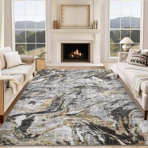 Machine Washable Runner Rug – Non-Slip Low Pile Foldable Soft Modern Abstract Carpet for Entryway Bathroom Laundry Room. - 1 of 4
