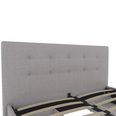 Gray Linen Upholstered Queen Bed with Storage Drawers
