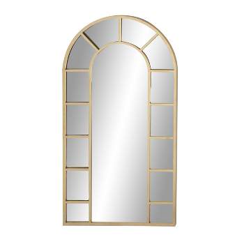 Metal Window Inspired Wall Mirror with Arched Top - Olivia & May