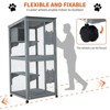 Cat Enclosure, 69-Inch Wooden Catio 4-Tier - 37x34x69in Waterproof Roof Removable Tray Lockable Casters Indoor/Outdoor Multiple Accesses - 2 of 4