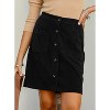 Women's Corduroy A-Line Mini Skirt - High Waisted Button Down Short Skirt with Pockets Black - 3 of 4