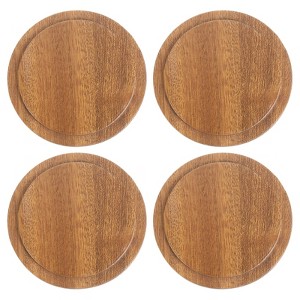 Unique Bargains Smooth Bamboo Wide Mouth Coffee Mug Wooden Cup Lid 4 Pcs - 1 of 4