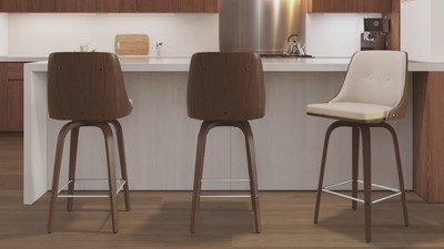 Gianna Gray and Walnut Swivel Counter Stools Set