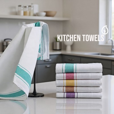 Unique Bargains Cotton Linen Kitchen Towels - Thumbnail 3