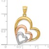 Black Bow Jewelry 14k Yellow & Rose Gold with White Rhodium Triple Slanted Heart Pendant - 4 of 4