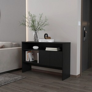 Lyngins Entryway Table with 2-Door Cabinet,Minimalist Console Table with 2 Open Shelves for Living Room,Black - 1 of 4