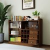 ORRD Sideboard w/ 2 Sliding Glass Doors - Freestanding Storage Cabinet for Wine & Bottles, Striped Design - 3 of 4