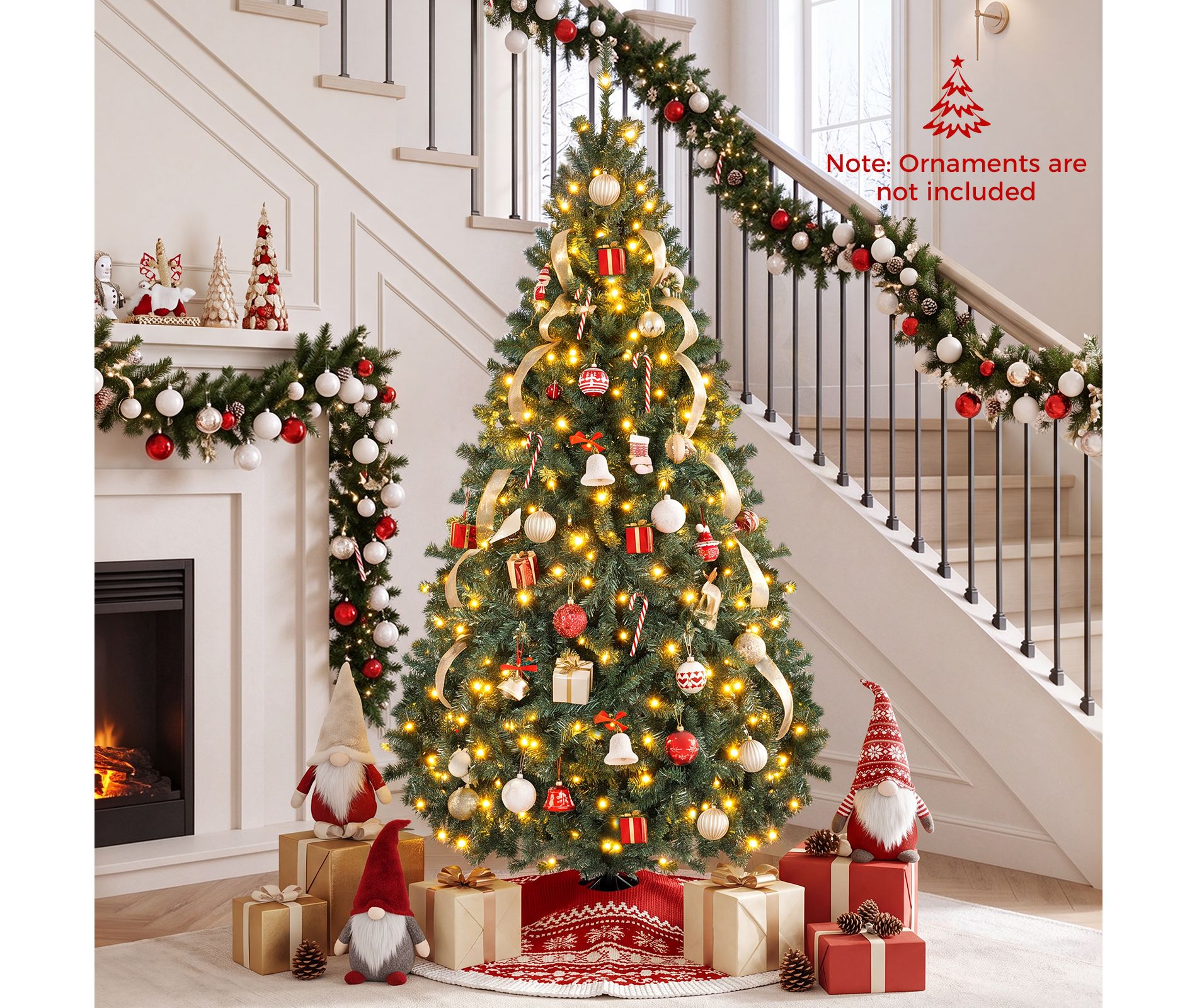 Costway 6Ft Pre-Lit Artificial Christmas Tree Hinged 350 LED Lights