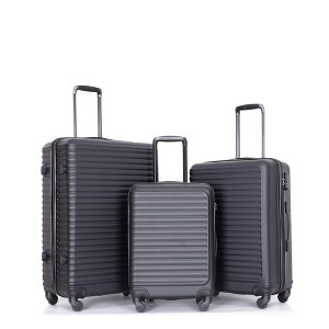 3 Piece Expandable Luggage Set,Hardshell Luggage Sets with Spinner Wheels & TSA Lock,Lightweight Carry on Suitcase Black - 1 of 4