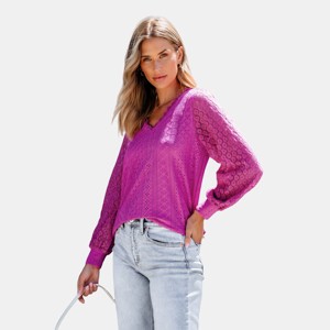 Women's Cutout Scalloped Lace V-Neck Shirt Top - Cupshe - 1 of 3