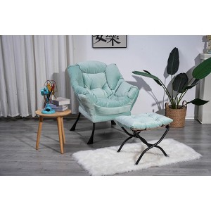 VYNXARIA Living Room Chairs Modern Cotton Fabric Lazy Chair,Single Steel Frame Leisure Sofa Chair with Armrests and A Side Pocket,Green - 1 of 4