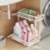 Boersma Adjustable Height 2-Tier Metal Drawer Organizer – Under Sink Storage Rack with Sliding Baskets for Kitchen, Bathroom, Pantry，White - 2 of 4
