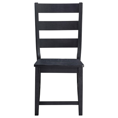 Black Tall Ladder Back Wood Dining Chairs, Set of 2