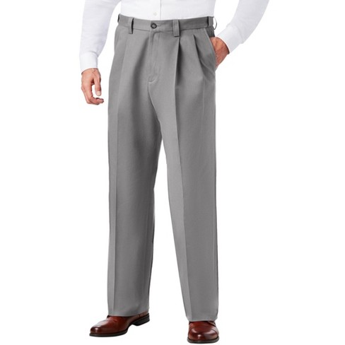 Kingsize Men's Big & Tall Relaxed Fit Wrinkle-free Expandable Waist Pleated  Pants - Big - 48 38, Grey : Target