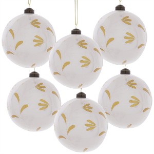 Tramull Set of 6 Glass Christmas Ball Ornaments, 3.9" Glitter Hanging Decor for Holiday Tree & Party Decorations - 1 of 4