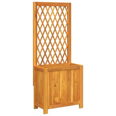 vidaXL Planter with Trellis - Outdoor Wooden Garden Flower Box 21.7"x11.6"x52" - Solid Acacia Wood - Patio Plant Support