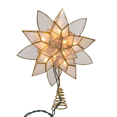 Gold Capiz Shell Double Point Star Christmas Tree Topper, 11.75"