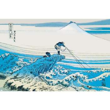 Fishing The Sea by Katushika Hokusai Wall Poster, 14.725 inch x 22.375 inch, Framed, FR21945WHT14X22EC