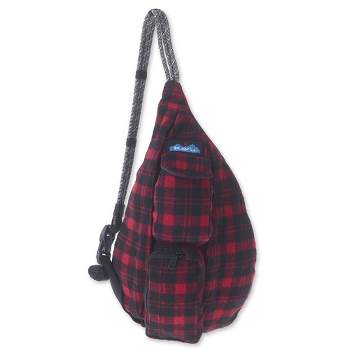 KAVU Mini Plaid Rope Bag Sling Crossbody Backpack Travel Cotton Purse
