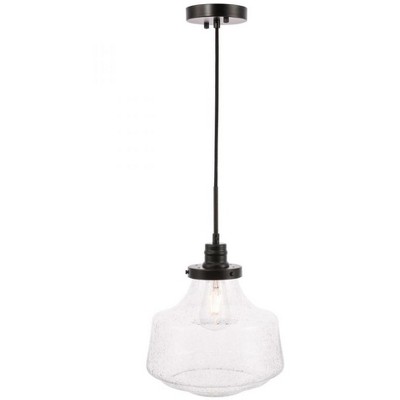 Elegant Lighting Lyle 1 light Black and Clear seeded glass pendant