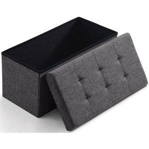 Ornavo Home Foldable Tufted Linen 30" Inch Bench Storage Ottoman - 1 of 4