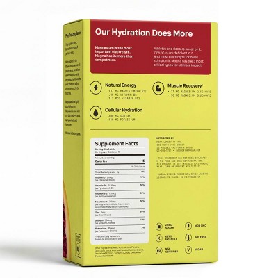 Magna Hydration Electrolyte Mix Stick Pack Dietary Supplement Vegan Powder - Blood Orange - 10ct: Non-GMO, Sugar-Free, Gluten-Free, Magnesium 210mg