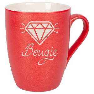 100 North Sparkling Diamond 10 Ounce Crimson Red Metallic Finish, Comfortably Fits Your Hands, New Bone China Coffee Tea Cup Mug, Bougie - 1 of 1
