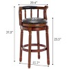 Sapphtopaz 1PC Retro Bar Stools with 360°Swivel Leather Upholstered Wooden Round Counter Stools with Nailhead for Kitchen Island - 3 of 4