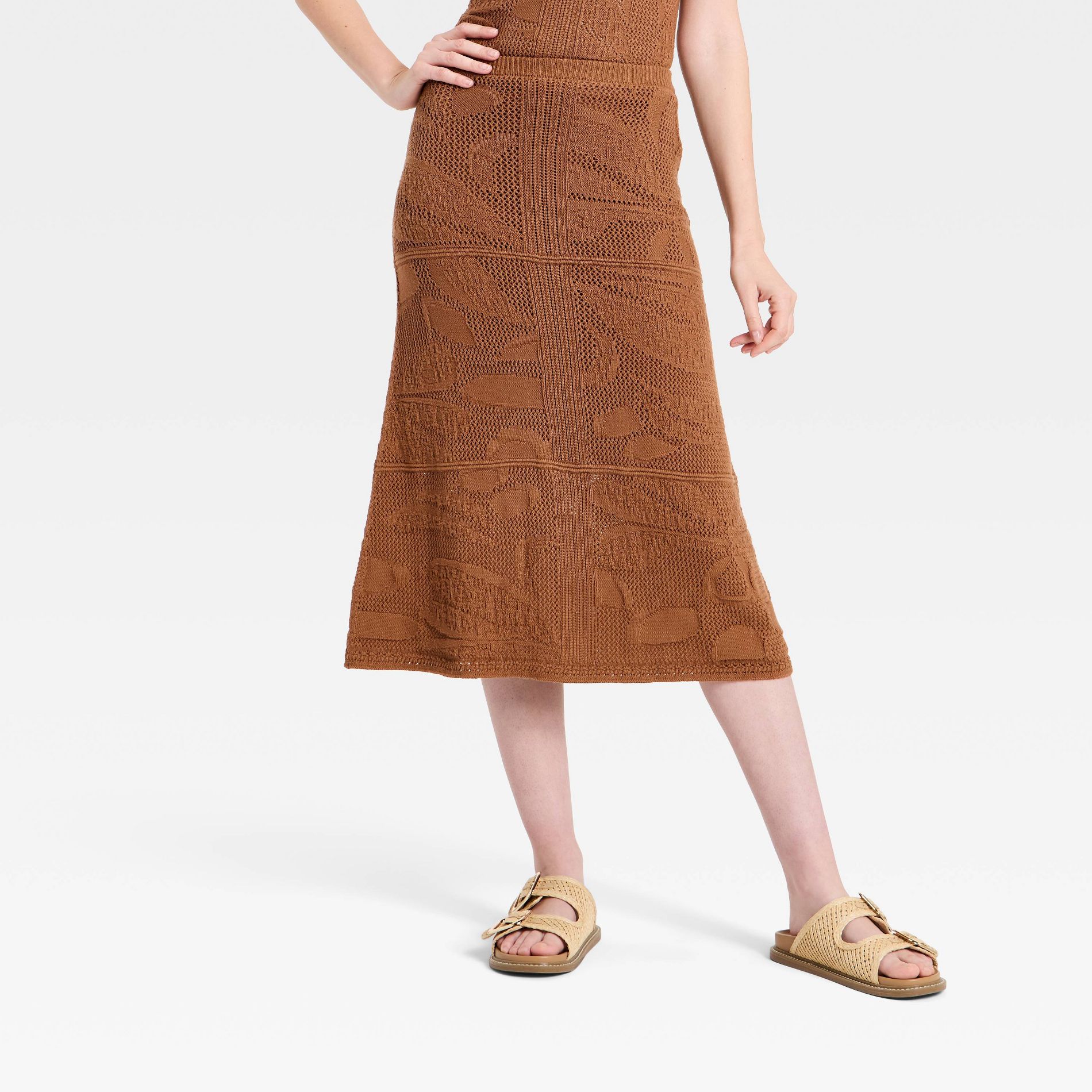 Women's Midi Sweater Full Skirt - Universal Thread™ Brown