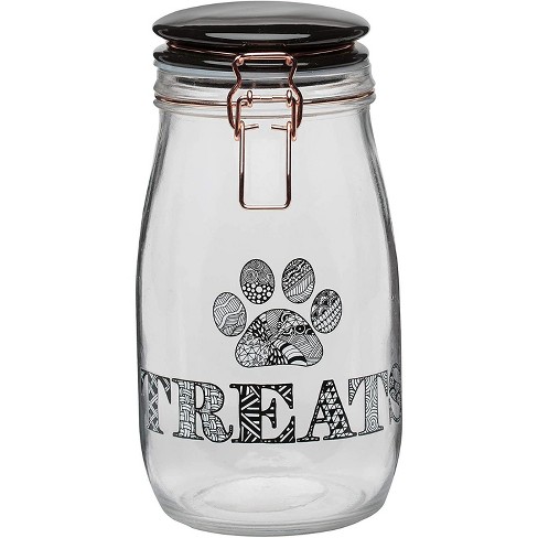 Amici Pet stay Wild Glass Canister Square Jar, Dog And Cat Food