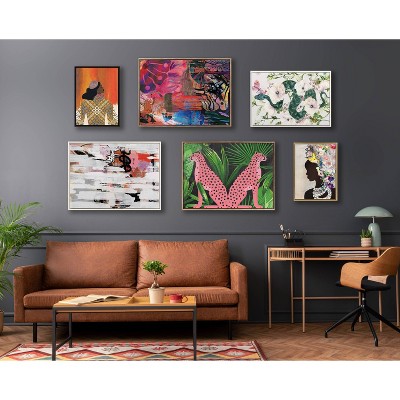 Sylvie Beaded White Framed Abstract Canvas Art 28"x38"